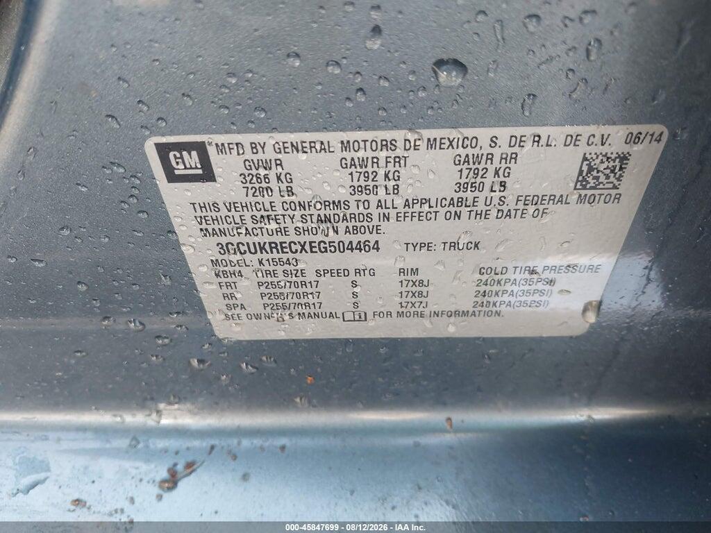 3GCUKRECXEG504464 2014 CHEVROLET SILVERADO 1500 photo no. 9