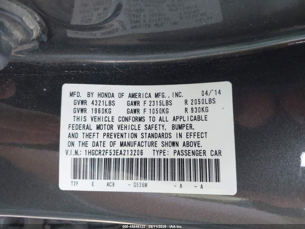 1HGCR2F53EA213206 2014 HONDA ACCORD photo no. 9