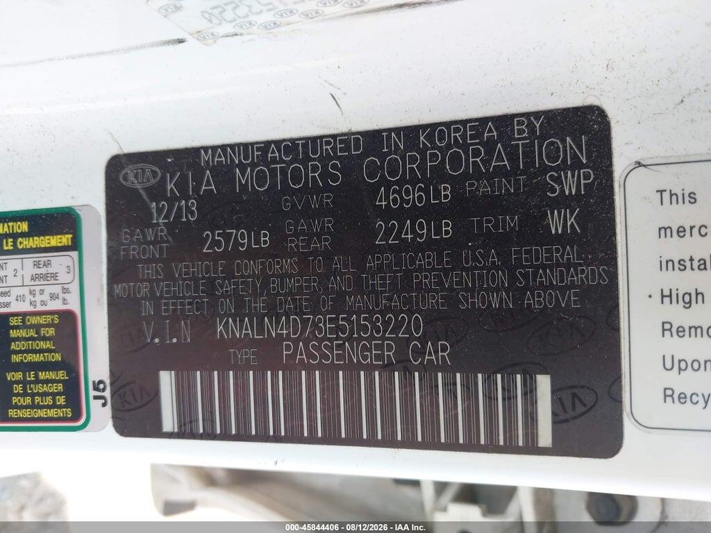 KNALN4D73E5153220 2014 KIA CADENZA photo no. 9