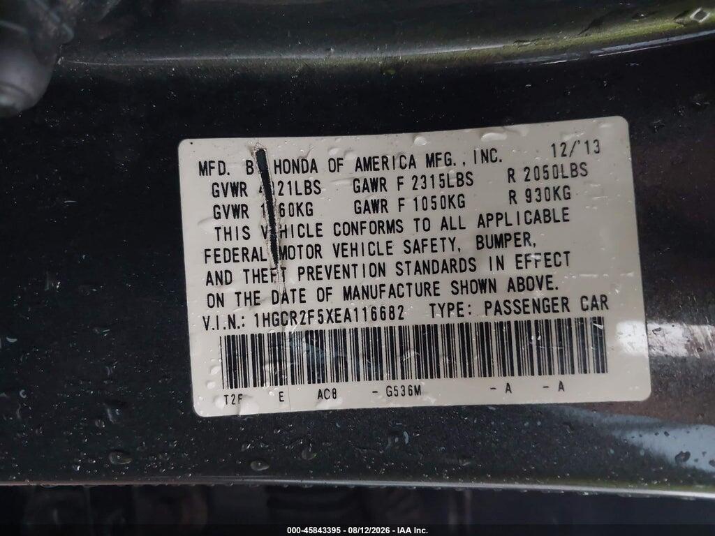 1HGCR2F5XEA116682 2014 HONDA ACCORD photo no. 9
