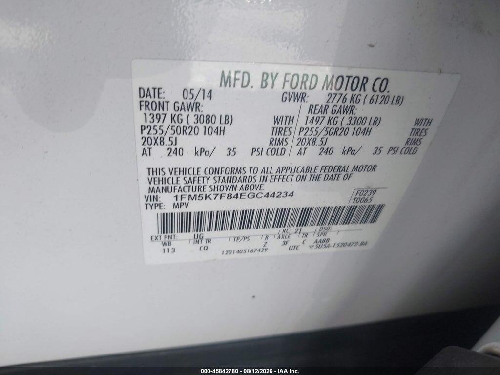 1FM5K7F84EGC44234 2014 FORD EXPLORER photo no. 9