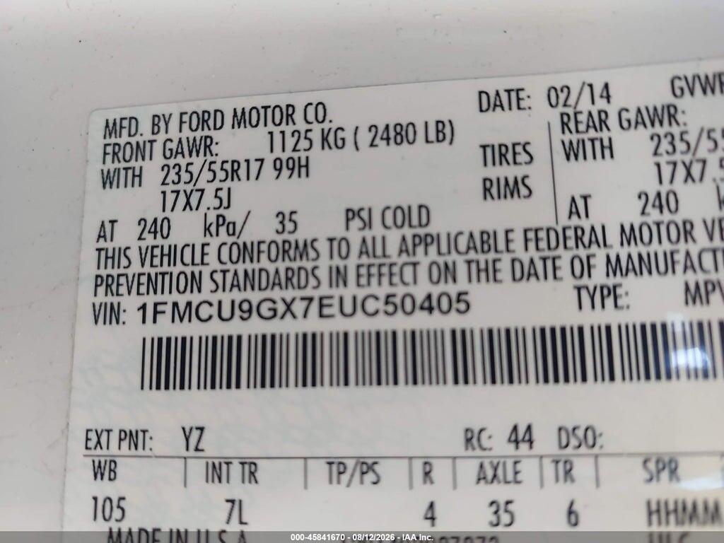 1FMCU9GX7EUC50405 2014 FORD ESCAPE photo no. 9
