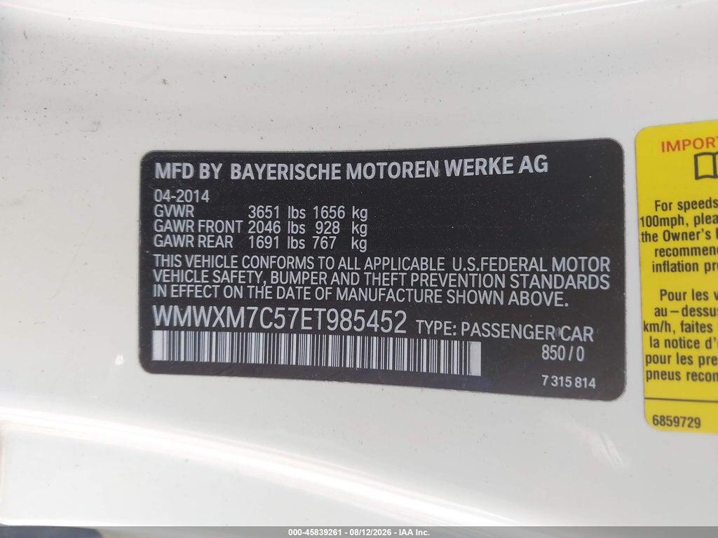 WMWXM7C57ET985452 2014 MINI HARDTOP photo no. 9
