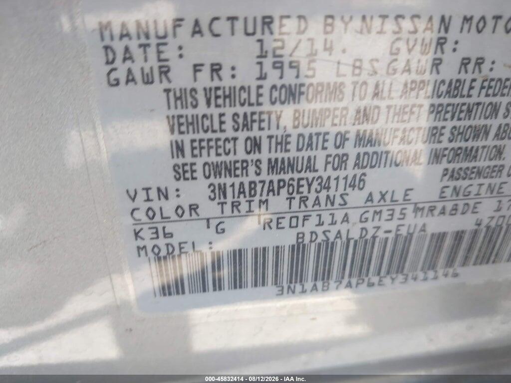 3N1AB7AP6EY341146 2014 NISSAN SENTRA photo no. 9