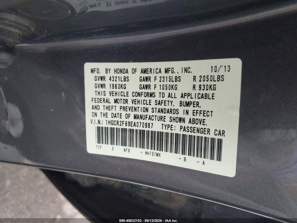 1HGCR2F89EA070997 2014 HONDA ACCORD photo no. 9