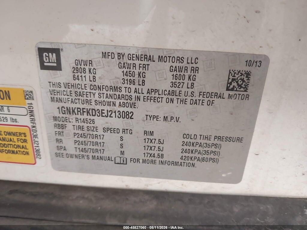 1GNKRFKD3EJ213082 2014 CHEVROLET TRAVERSE photo no. 9