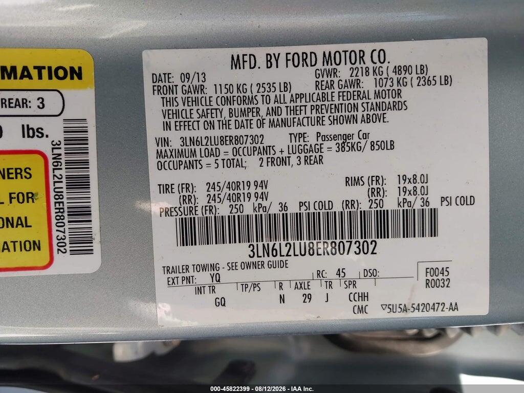 3LN6L2LU8ER807302 2014 LINCOLN MKZ HYBRID photo no. 9