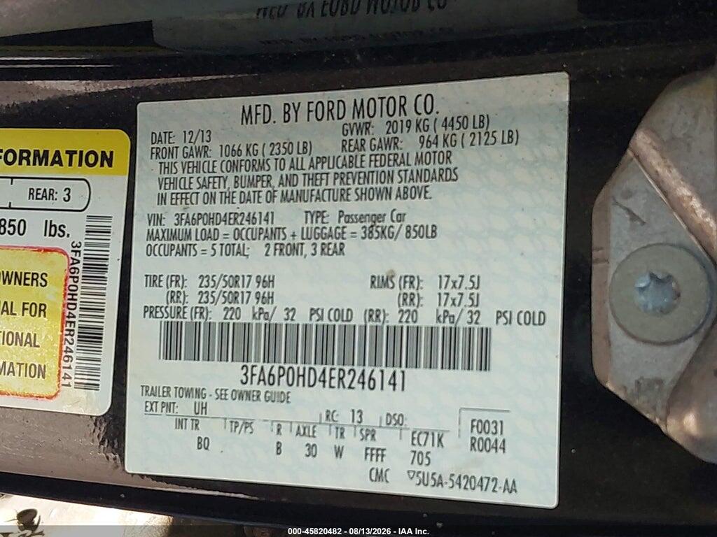 3FA6P0HD4ER246141 2014 FORD FUSION photo no. 9