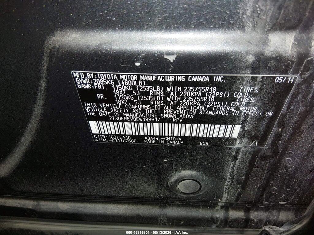 2T3DFREV8EW188617 2014 TOYOTA RAV4 photo no. 9