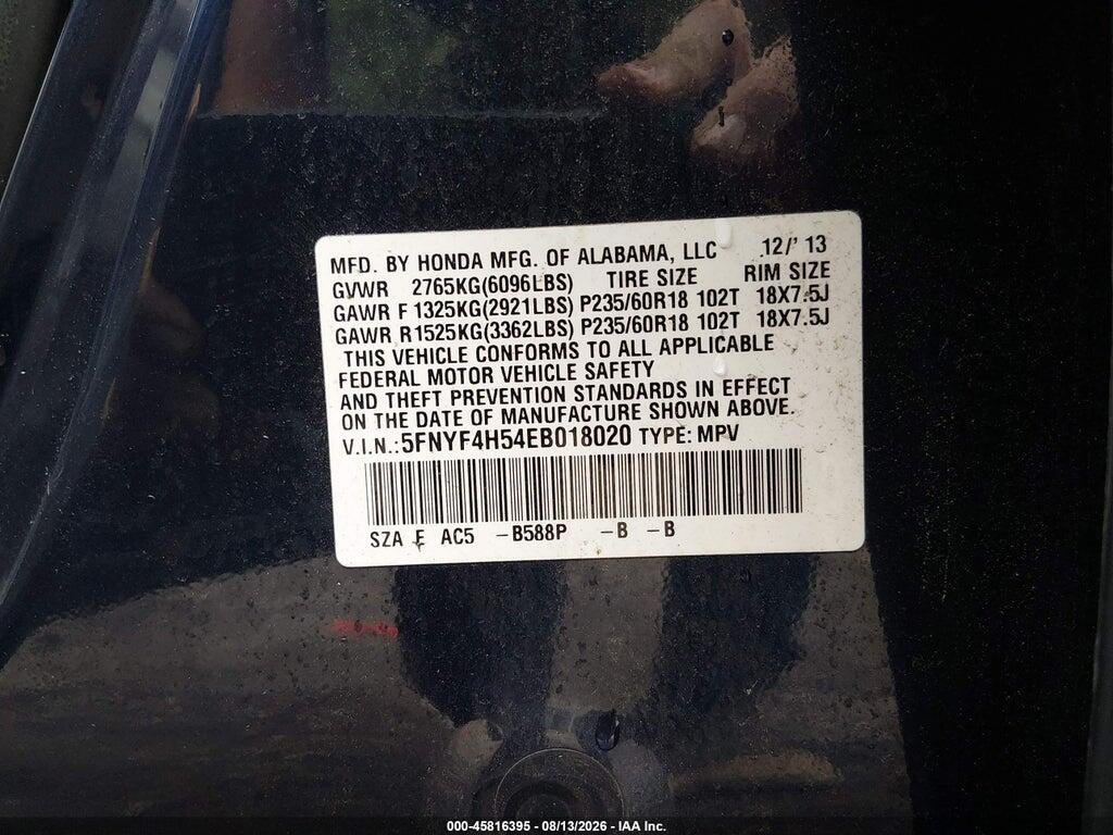 5FNYF4H54EB018020 2014 HONDA PILOT photo no. 9