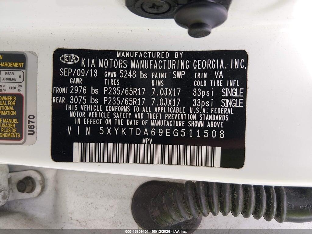 5XYKTDA69EG511508 2014 KIA SORENTO photo no. 9
