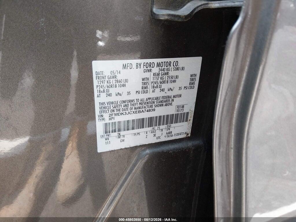 2FMDK3JCXEBA74839 2014 FORD EDGE photo no. 9
