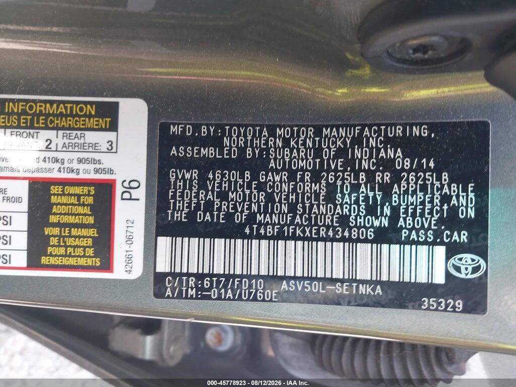 4T4BF1FKXER434806 2014 TOYOTA CAMRY photo no. 9