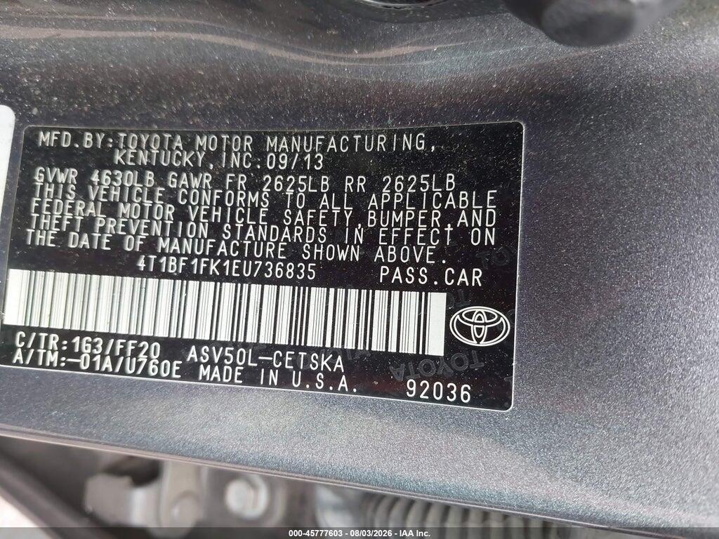 4T1BF1FK1EU736835 2014 TOYOTA CAMRY photo no. 9