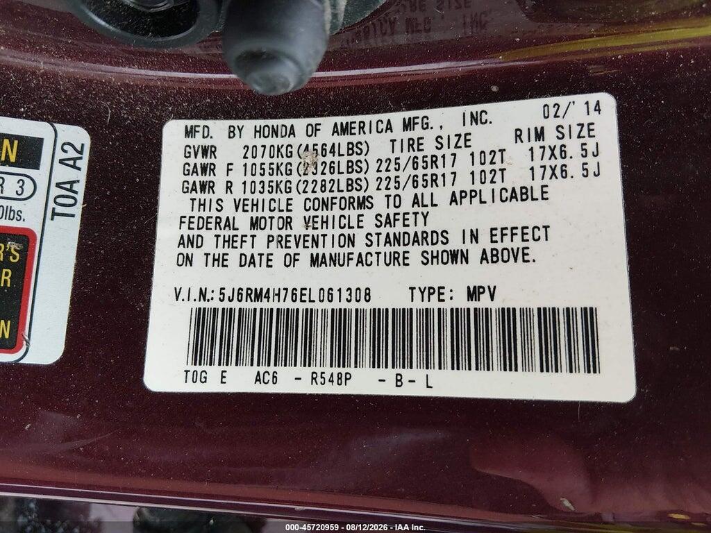 5J6RM4H76EL061308 2014 HONDA CR-V photo no. 9