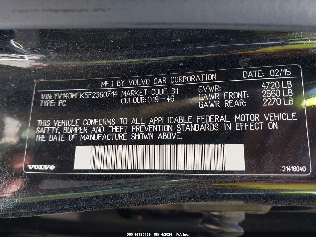 YV140MFK5F2360714 2015 VOLVO S60 photo no. 9