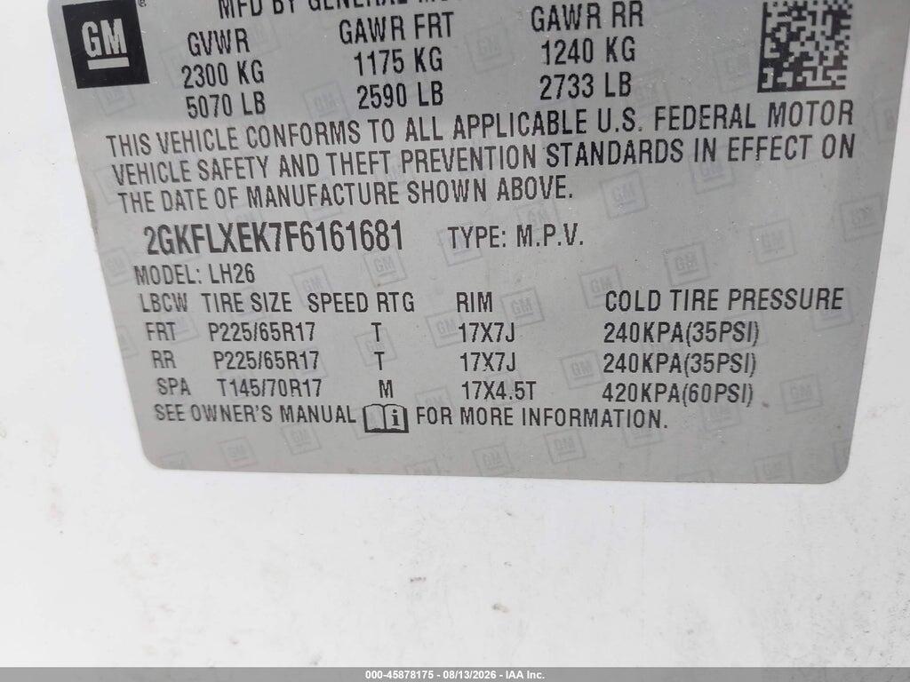 2GKFLXEK7F6161681 2015 GMC TERRAIN photo no. 9