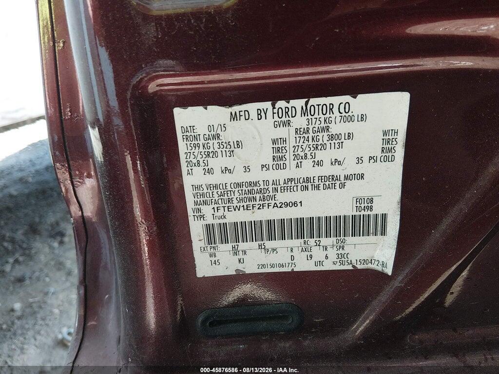 1FTEW1EF2FFA29061 2015 FORD F-150 photo no. 9
