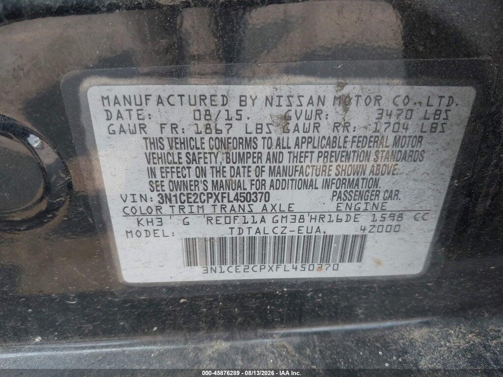 3N1CE2CPXFL450370 2015 NISSAN VERSA NOTE photo no. 9