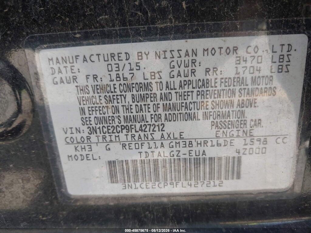 3N1CE2CP9FL427212 2015 NISSAN VERSA NOTE photo no. 9