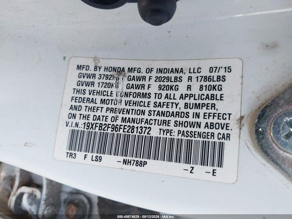 19XFB2F96FE281372 2015 HONDA CIVIC photo no. 9