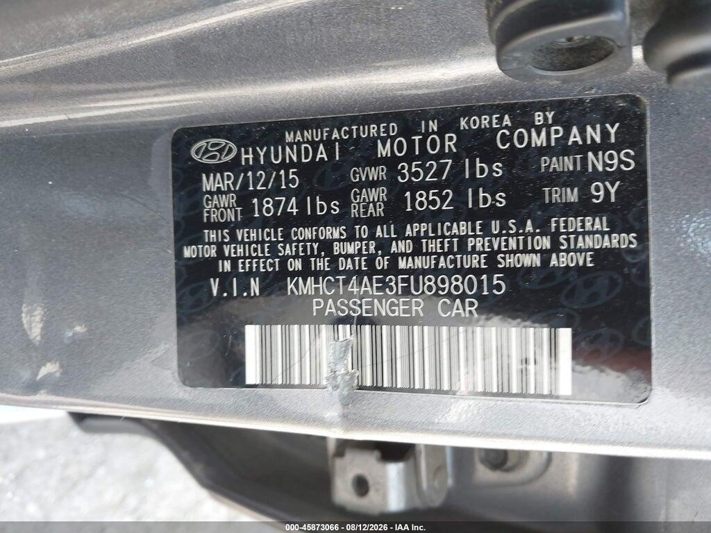 KMHCT4AE3FU898015 2015 HYUNDAI ACCENT photo no. 9