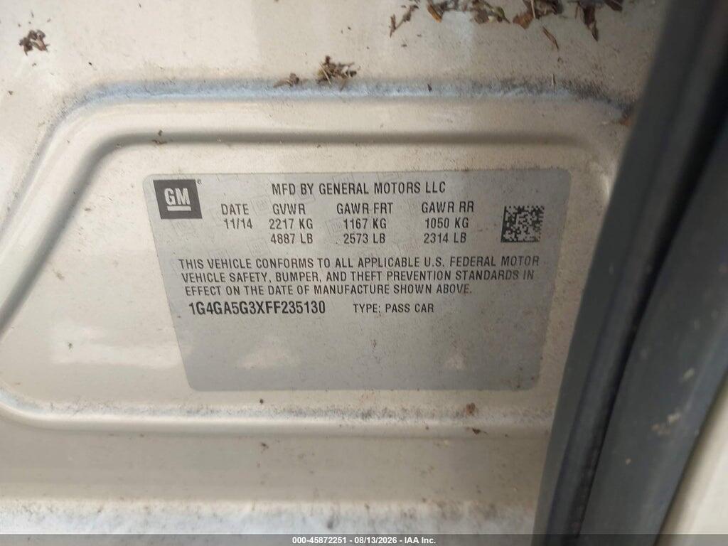 1G4GA5G3XFF235130 2015 BUICK LACROSSE photo no. 9