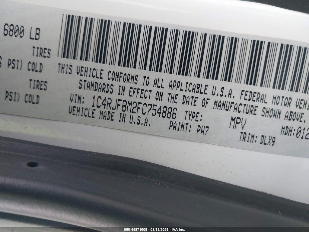 1C4RJFBM2FC754886 2015 JEEP GRAND CHEROKEE photo no. 9