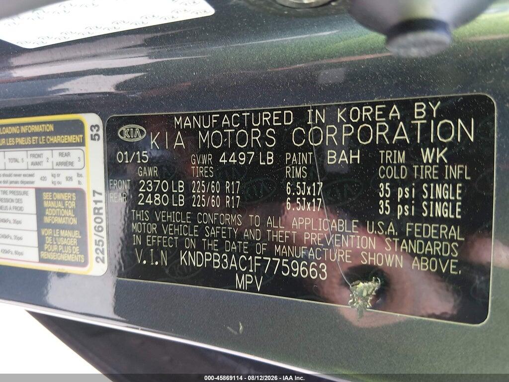 KNDPB3AC1F7759663 2015 KIA SPORTAGE photo no. 9