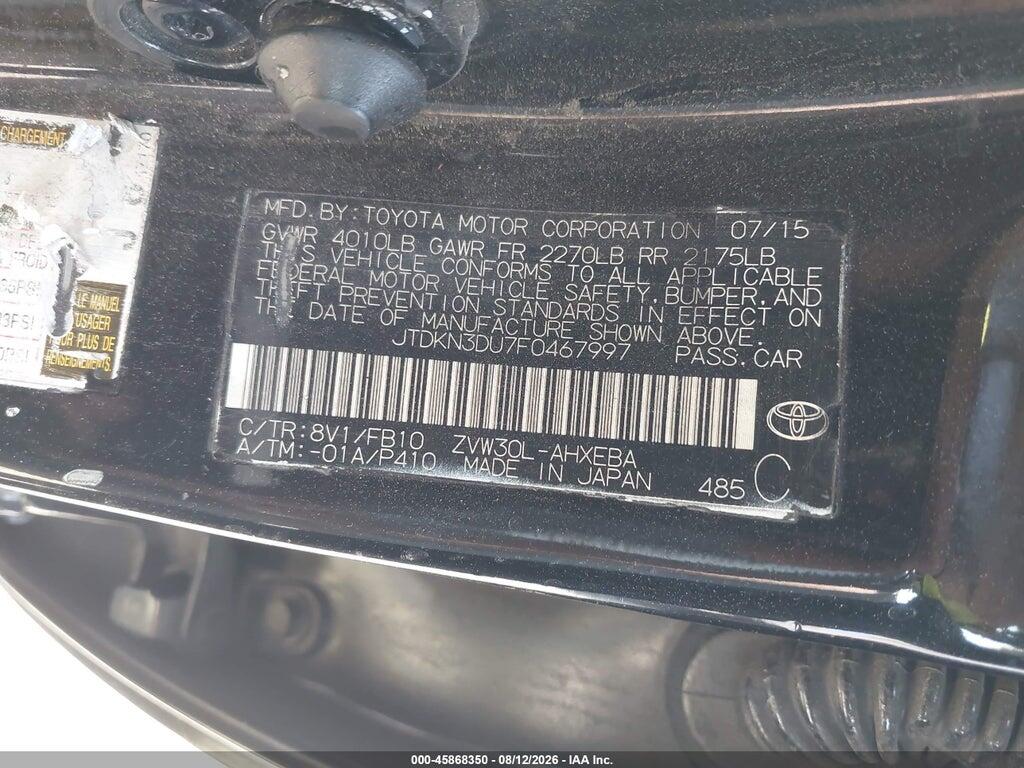 JTDKN3DU7F0467997 2015 TOYOTA PRIUS photo no. 9