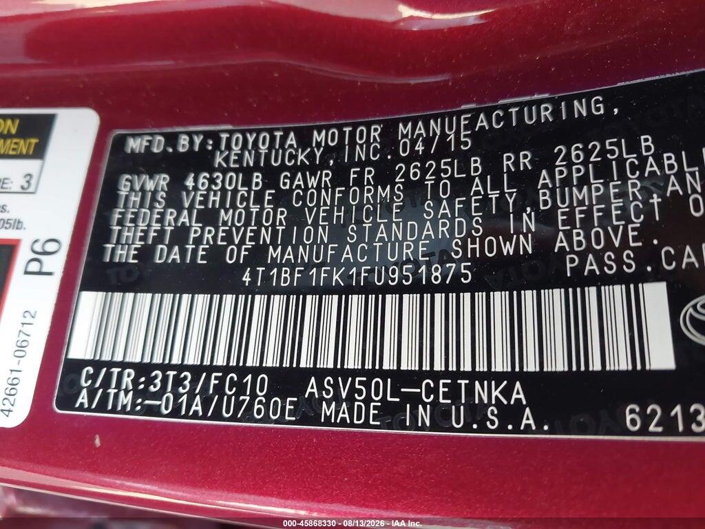 4T1BF1FK1FU951875 2015 TOYOTA CAMRY photo no. 9