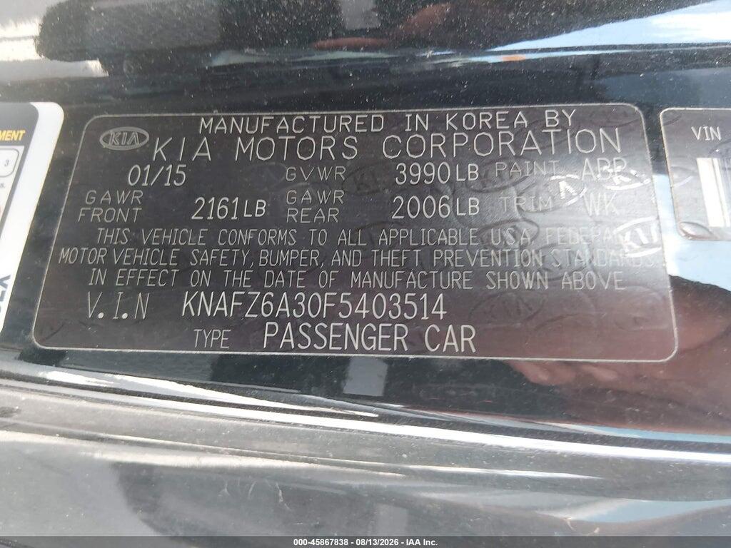 KNAFZ6A30F5403514 2015 KIA FORTE KOUP photo no. 9