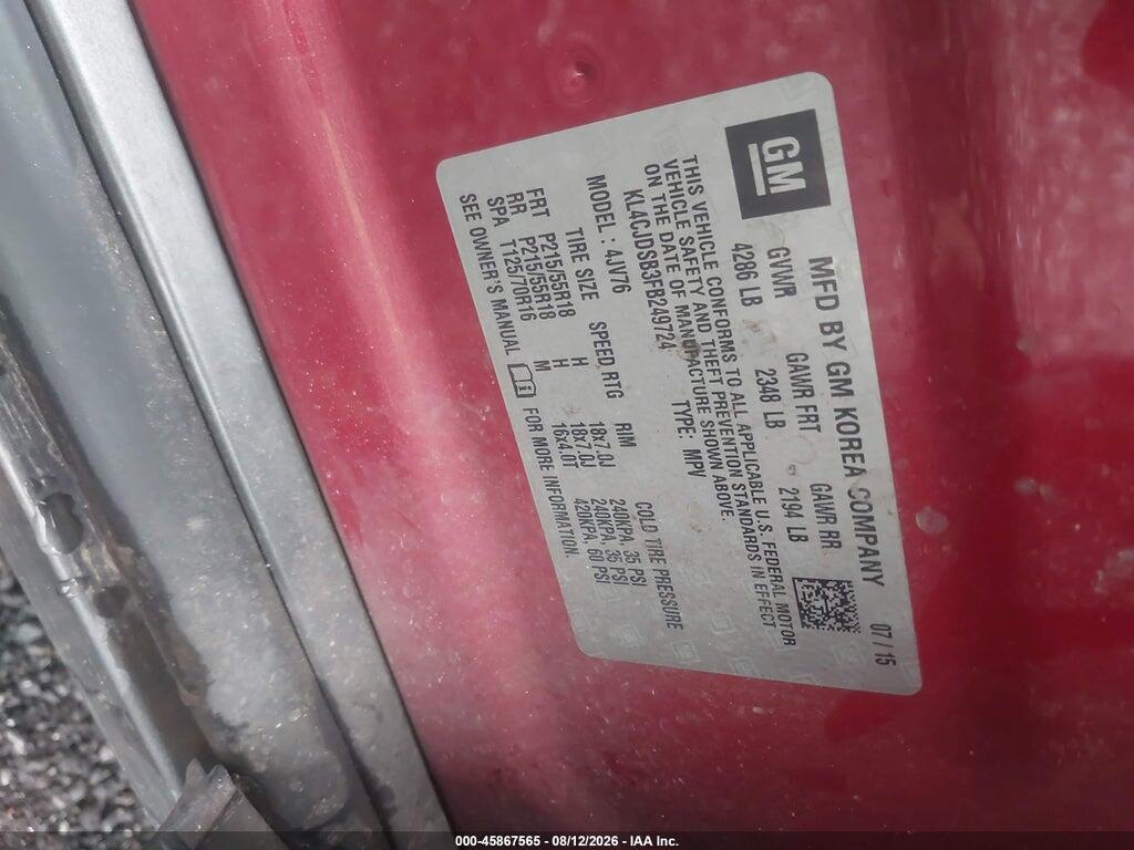 KL4CJDSB3FB249724 2015 BUICK ENCORE photo no. 9