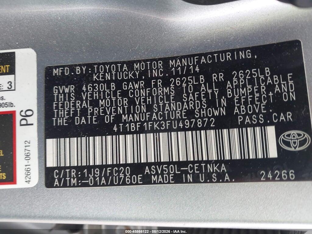 4T1BF1FK3FU497872 2015 TOYOTA CAMRY photo no. 9