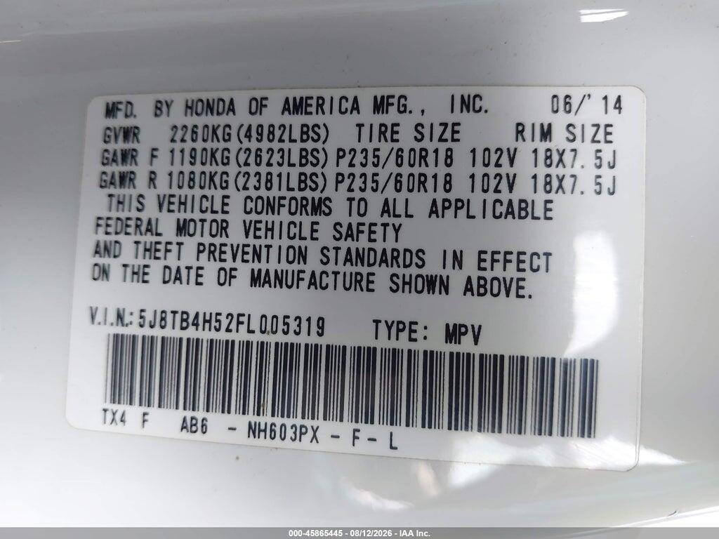5J8TB4H52FL005319 2015 ACURA RDX photo no. 9