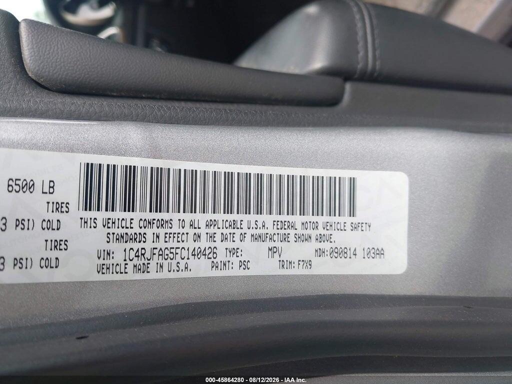 1C4RJFAG5FC140426 2015 JEEP GRAND CHEROKEE photo no. 9