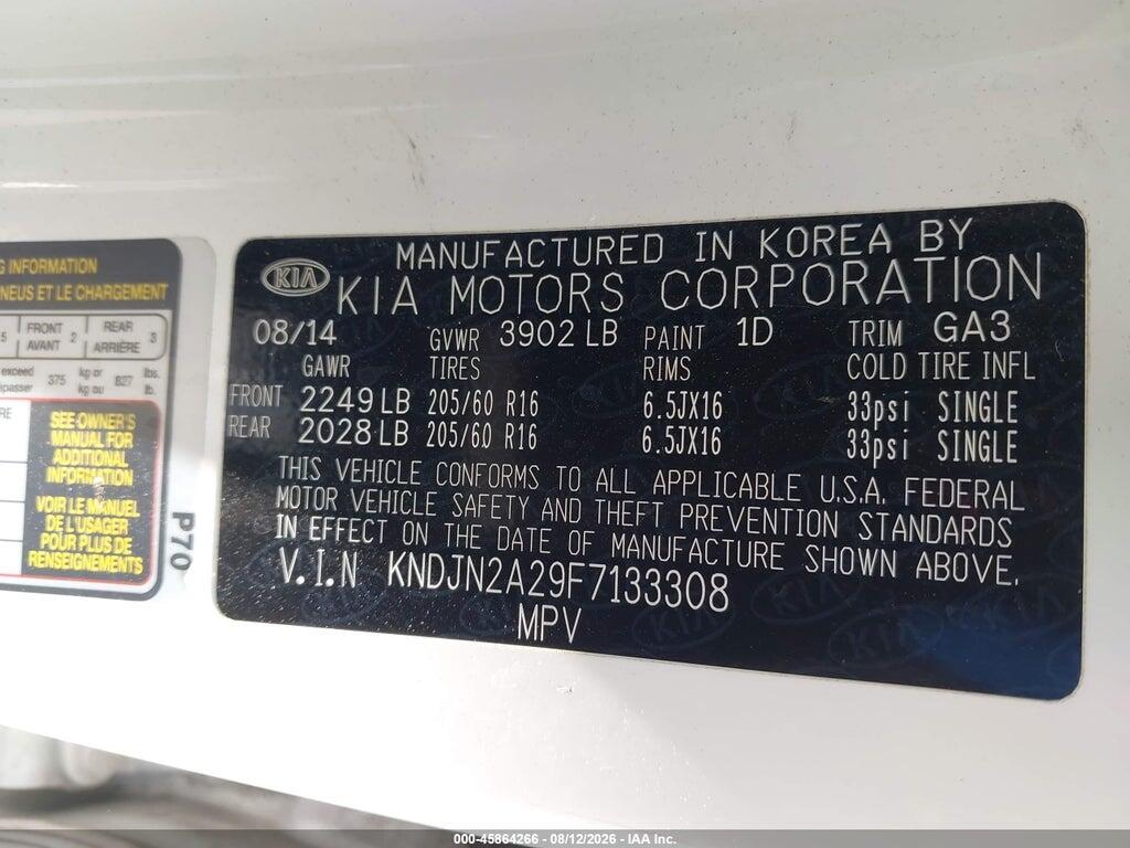 KNDJN2A29F7133308 2015 KIA SOUL photo no. 9