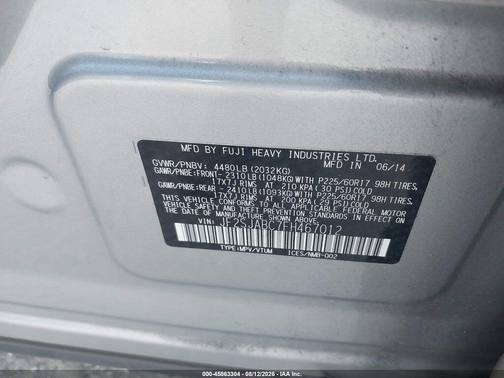 JF2SJABC7FH467012 2015 SUBARU FORESTER photo no. 9