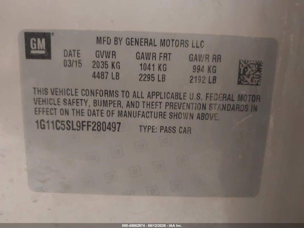 1G11C5SL9FF280497 2015 CHEVROLET MALIBU photo no. 9
