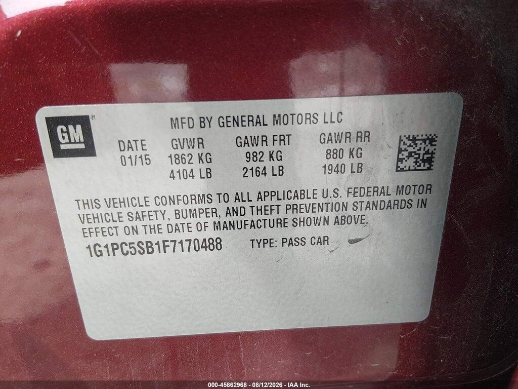 1G1PC5SB1F7170488 2015 CHEVROLET CRUZE photo no. 9