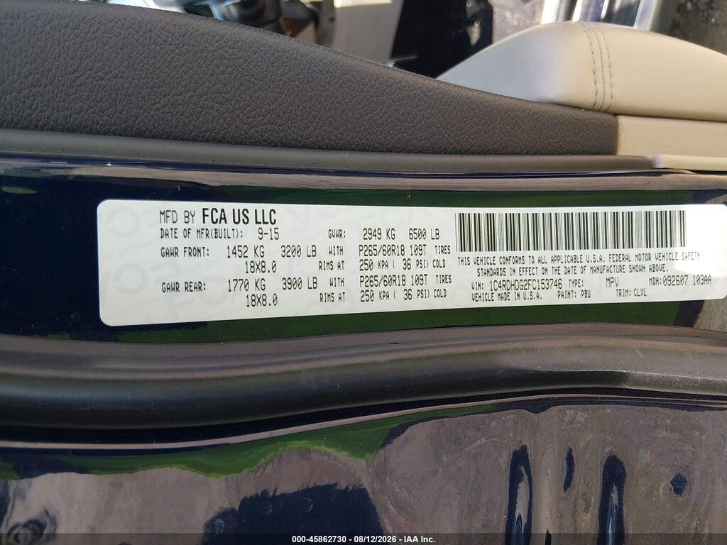 1C4RDHDG2FC153746 2015 DODGE DURANGO photo no. 9