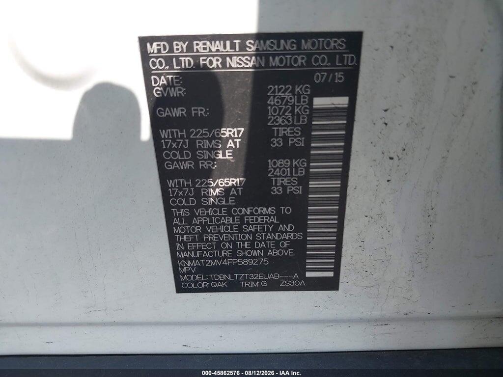 KNMAT2MV4FP589275 2015 NISSAN ROGUE photo no. 9