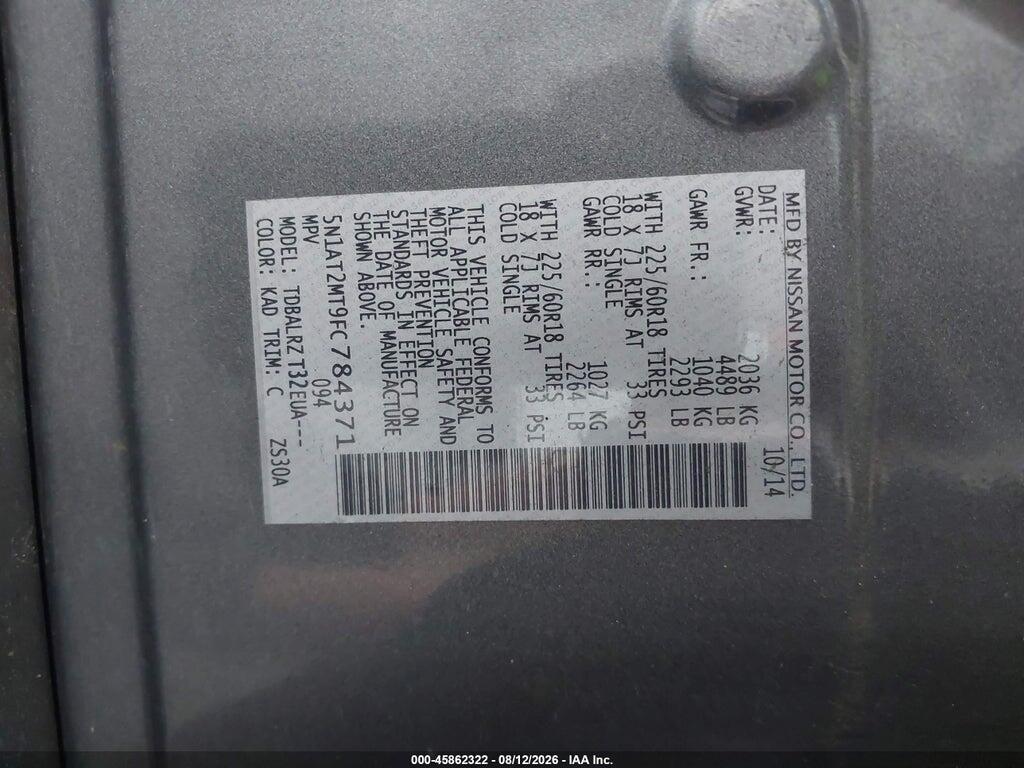 5N1AT2MT9FC784371 2015 NISSAN ROGUE photo no. 9