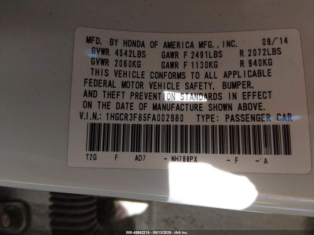 1HGCR3F85FA002980 2015 HONDA ACCORD photo no. 9