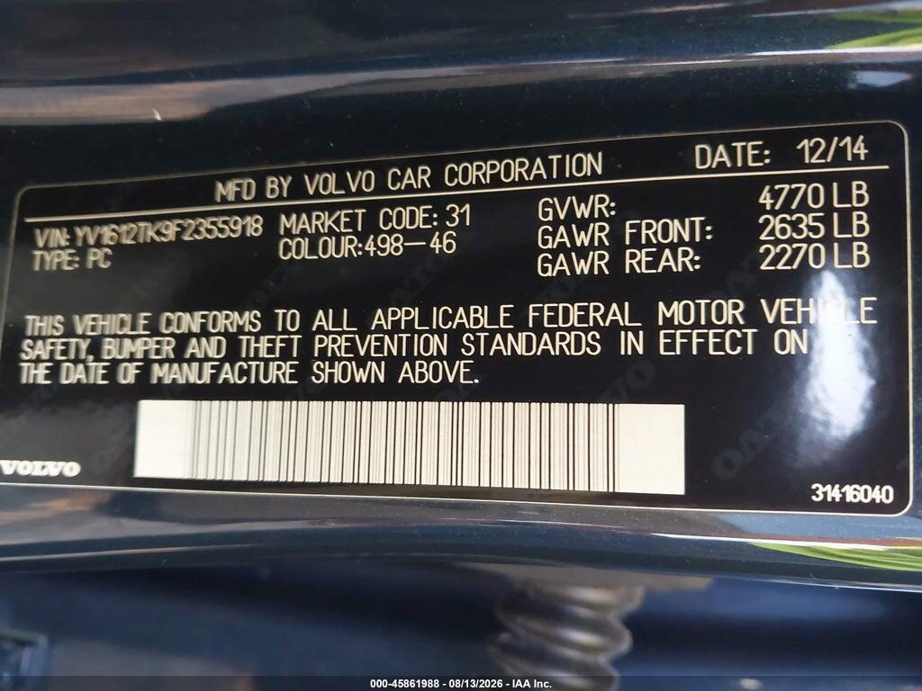 YV1612TK9F2355918 2015 VOLVO S60 photo no. 9