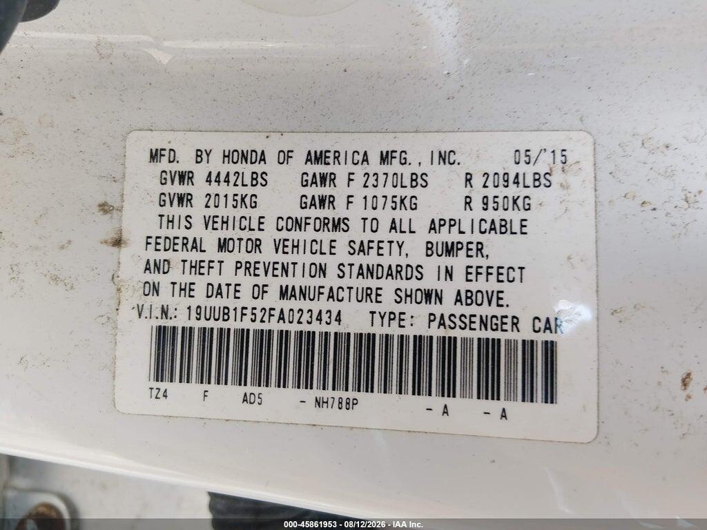19UUB1F52FA023434 2015 ACURA TLX photo no. 9