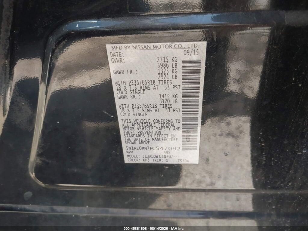 5N1AL0MN7FC547092 2015 INFINITI QX60 photo no. 9