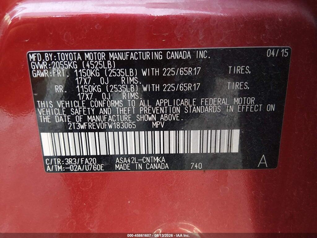 2T3WFREV0FW183065 2015 TOYOTA RAV4 photo no. 9