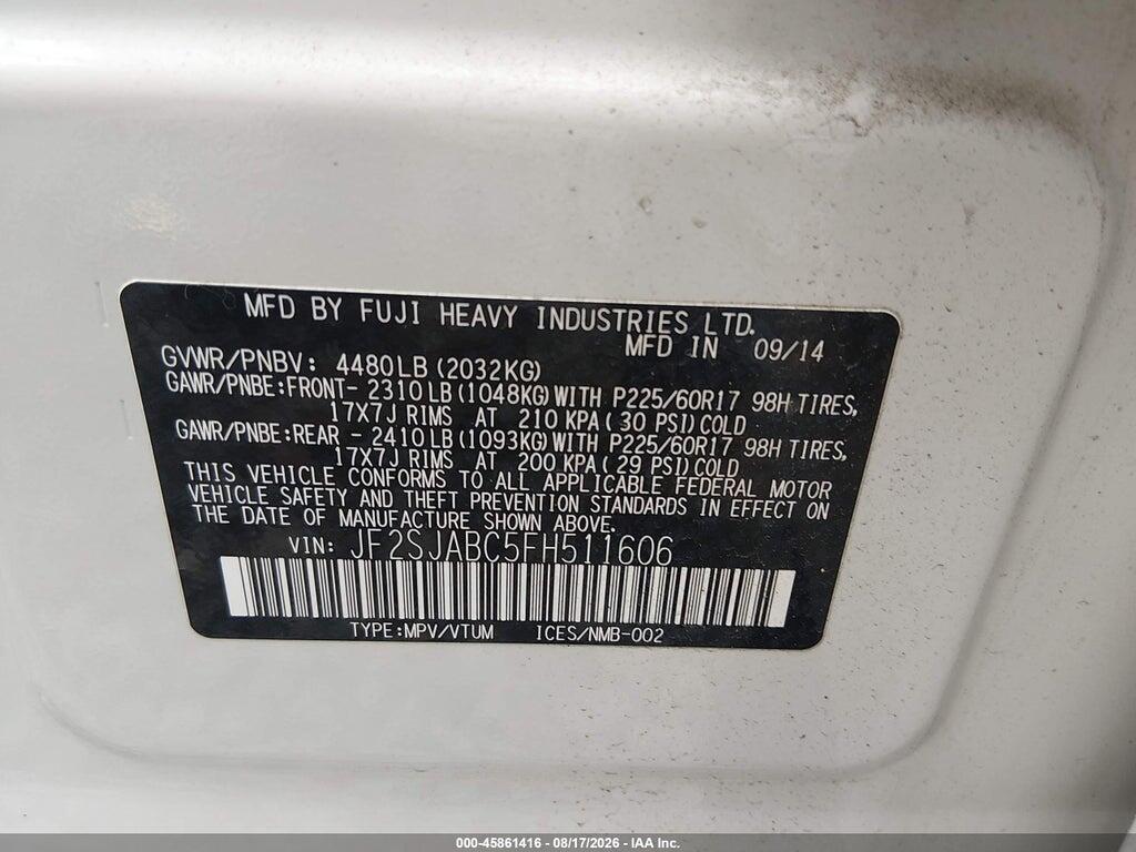 JF2SJABC5FH511606 2015 SUBARU FORESTER photo no. 9