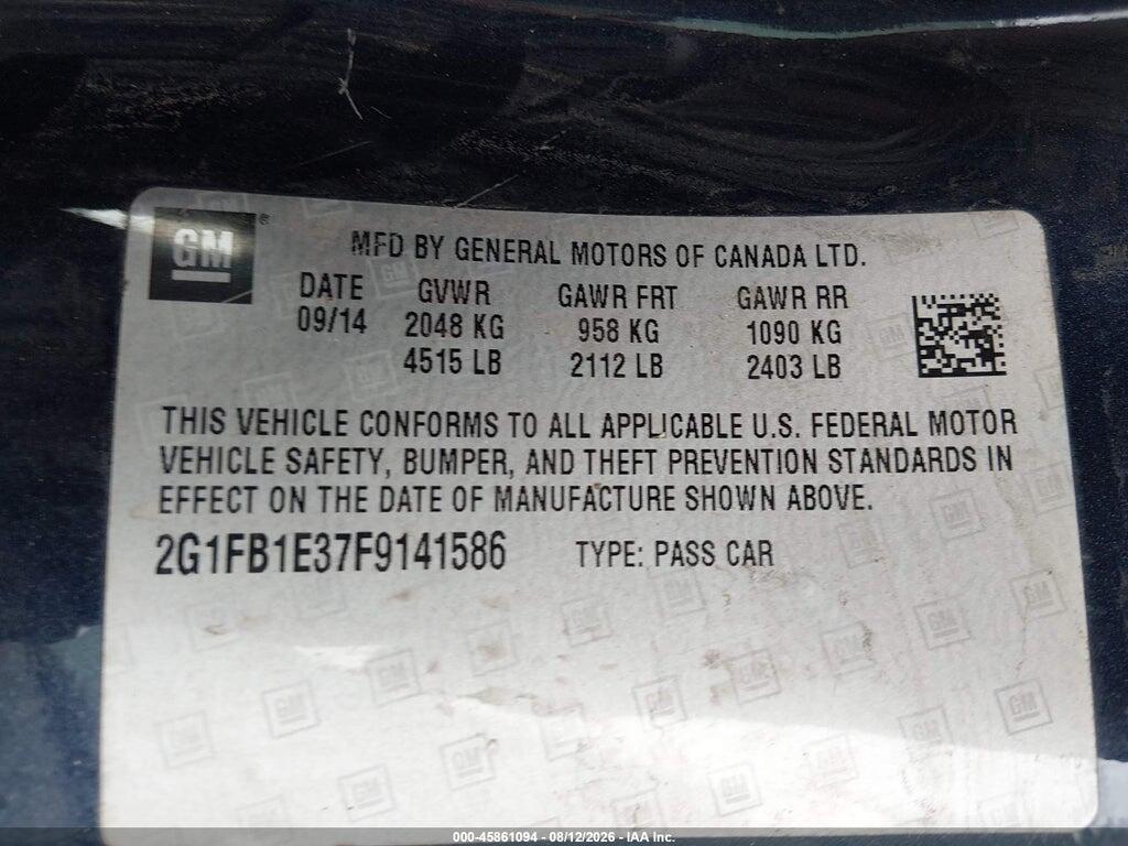 2G1FB1E37F9141586 2015 CHEVROLET CAMARO photo no. 9